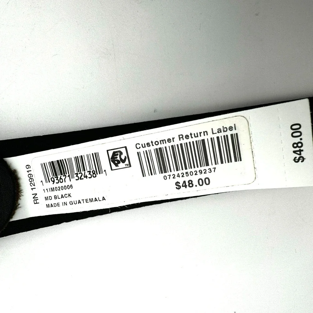 INC | NWT Mens Medium 34-36 Black Genuine Leather Western Silver Buckle Belt NEW